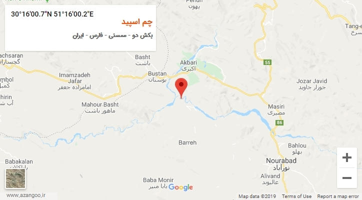 روستای چم اسپید بر روی نقشه