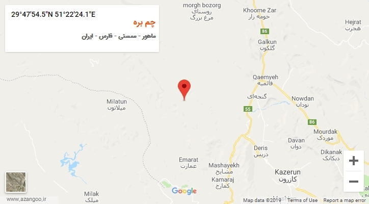 روستای چم بره بر روی نقشه