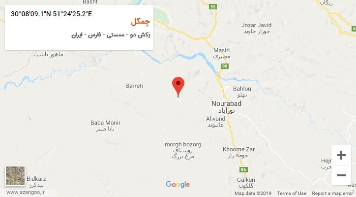 روستای چمگل بر روی نقشه