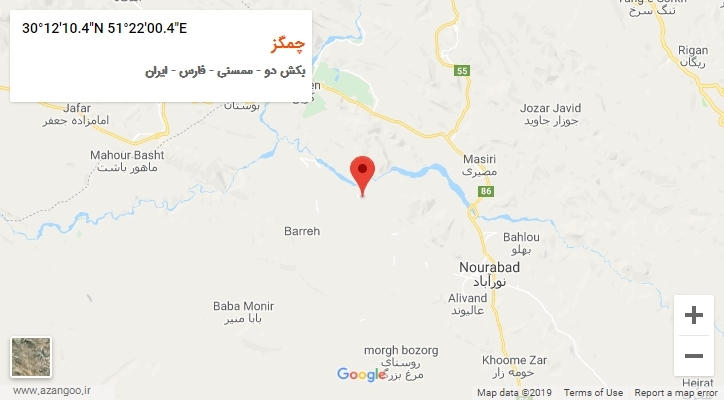 روستای چمگز بر روی نقشه