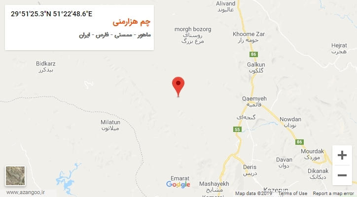 روستای چم هزارمنی بر روی نقشه