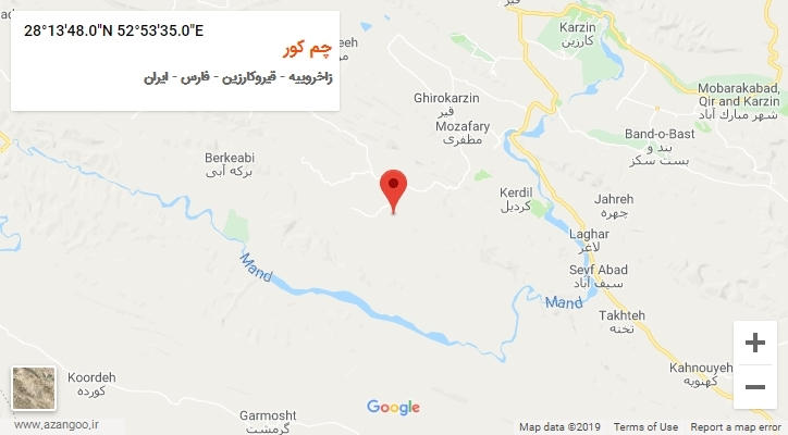 روستای چم کور بر روی نقشه