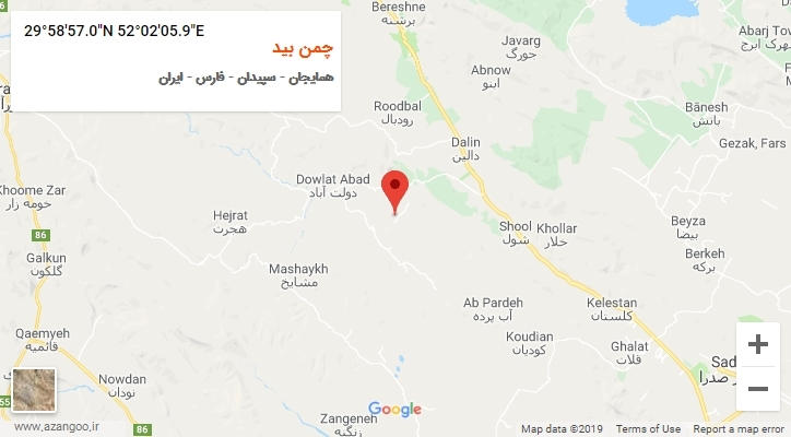 روستای چمن بید بر روی نقشه