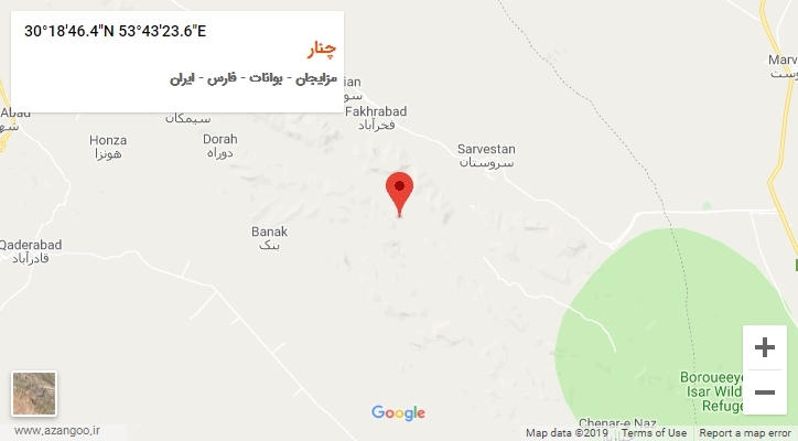 روستای چنار بر روی نقشه