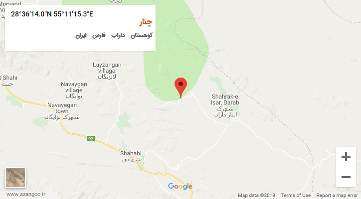 روستای چنار بر روی نقشه