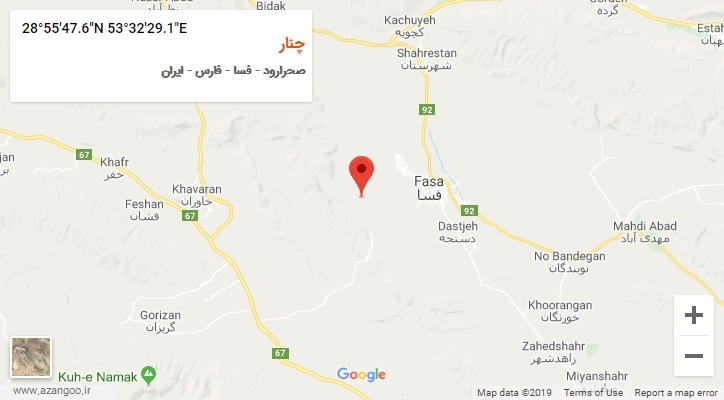 روستای چنار بر روی نقشه