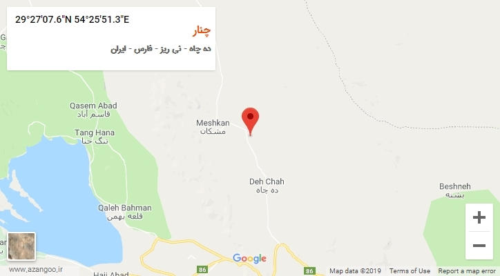 روستای چنار بر روی نقشه