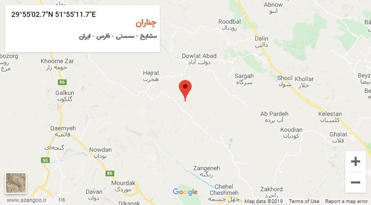 روستای چناران بر روی نقشه