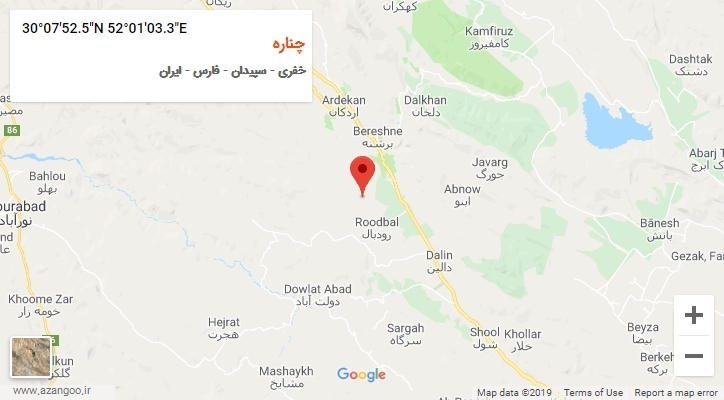 روستای چناره بر روی نقشه