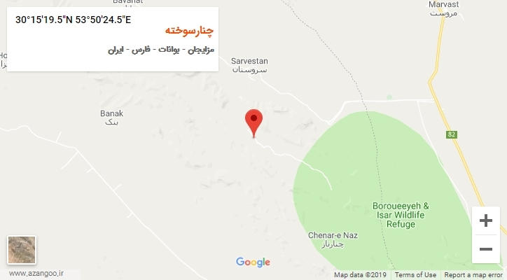 روستای چنارسوخته بر روی نقشه