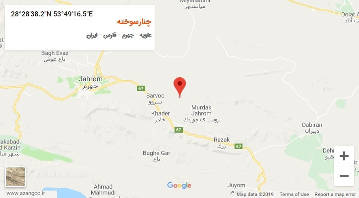 روستای چنارسوخته بر روی نقشه