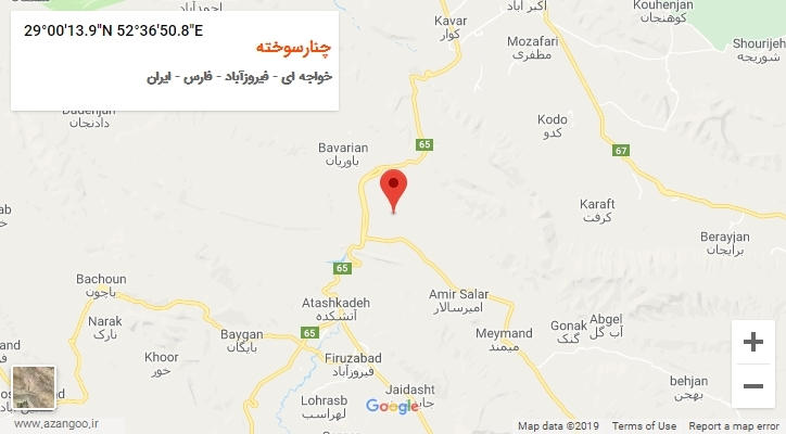 روستای چنارسوخته بر روی نقشه