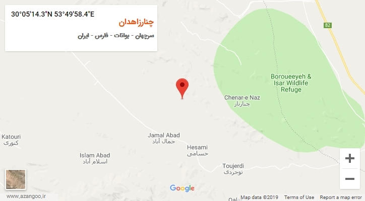 روستای چنارزاهدان بر روی نقشه