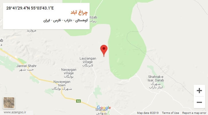 روستای چراغ آباد بر روی نقشه