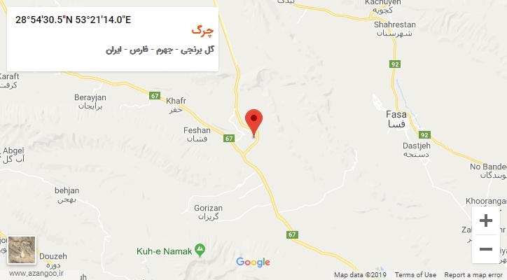 روستای چرگ بر روی نقشه