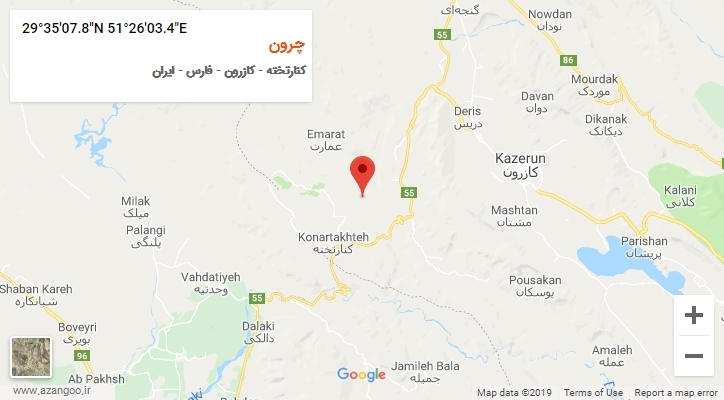 روستای چرون بر روی نقشه