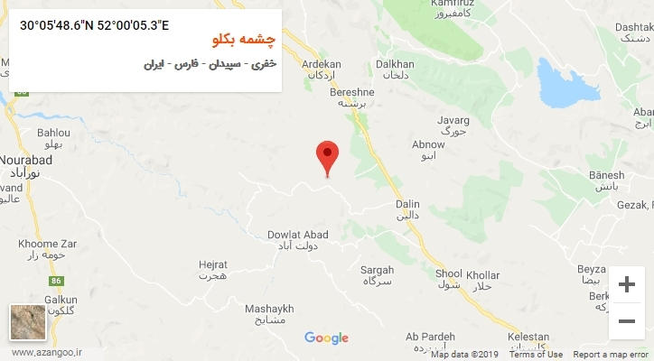 روستای چشمه بکلو بر روی نقشه