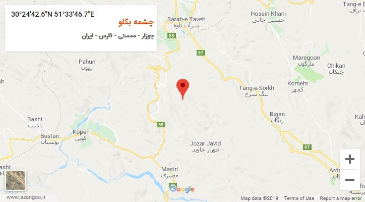 روستای چشمه بکلو بر روی نقشه