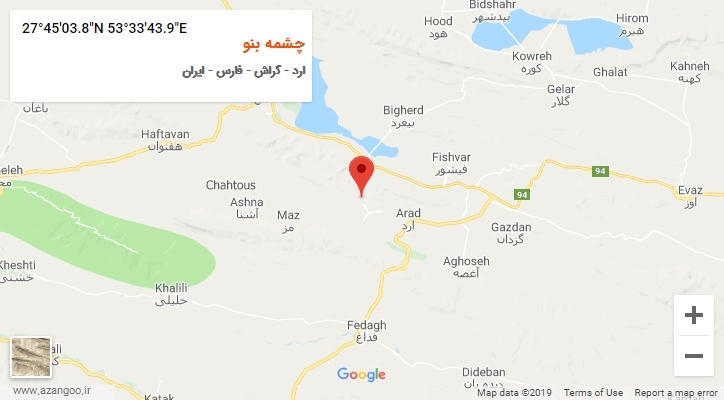 روستای چشمه بنو بر روی نقشه