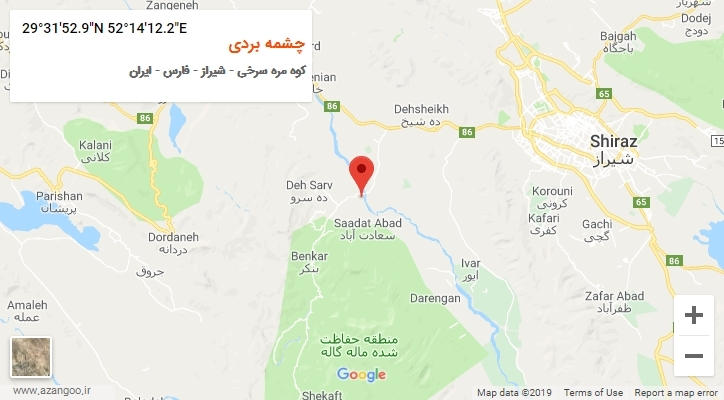 روستای چشمه بردی بر روی نقشه