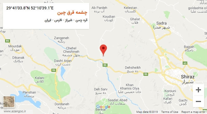 روستای چشمه قرق چین بر روی نقشه