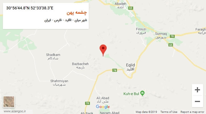 روستای چشمه پهن بر روی نقشه