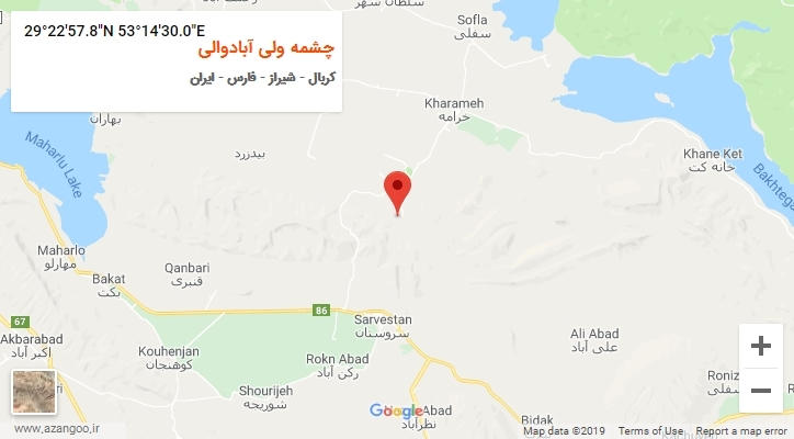 روستای چشمه ولی آبادوالی بر روی نقشه