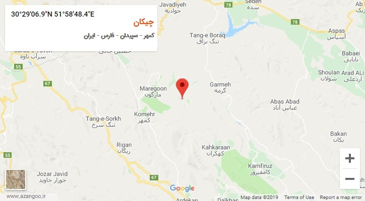روستای چیکان بر روی نقشه