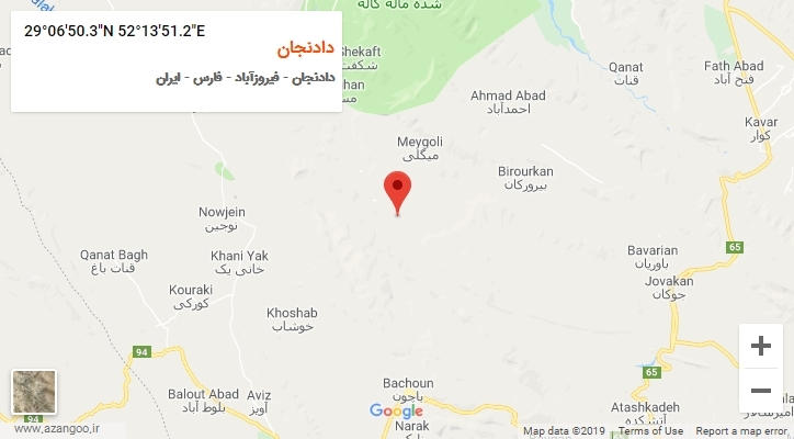 روستای دادنجان بر روی نقشه