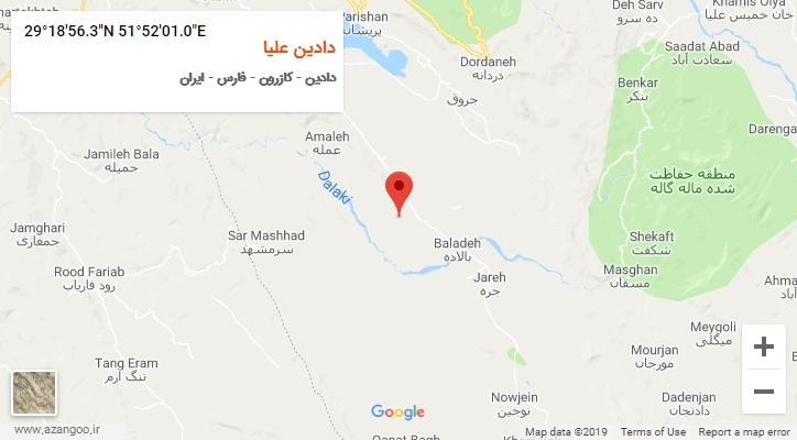 روستای دادین علیا بر روی نقشه