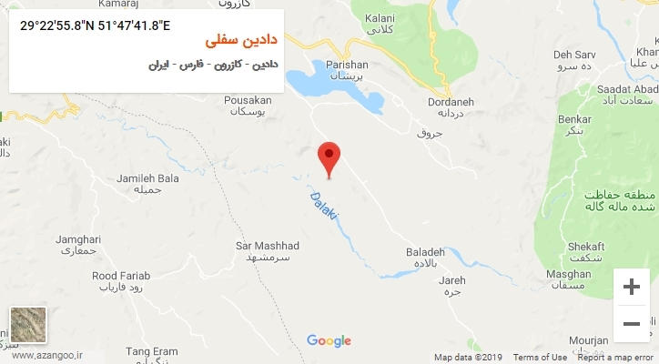 روستای دادین سفلی بر روی نقشه