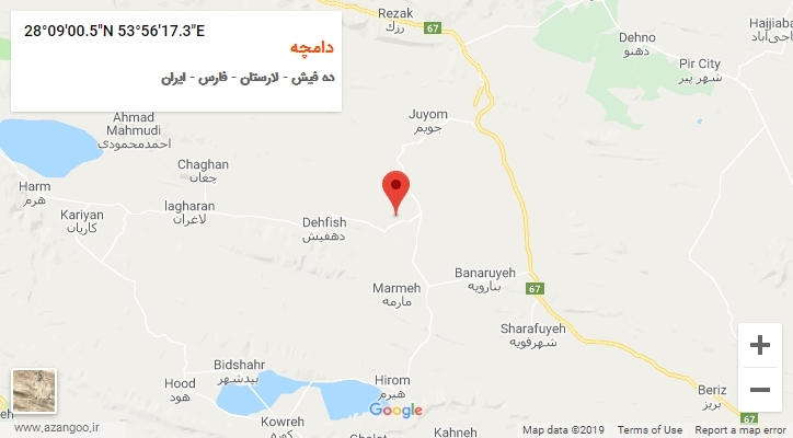 روستای دامچه بر روی نقشه