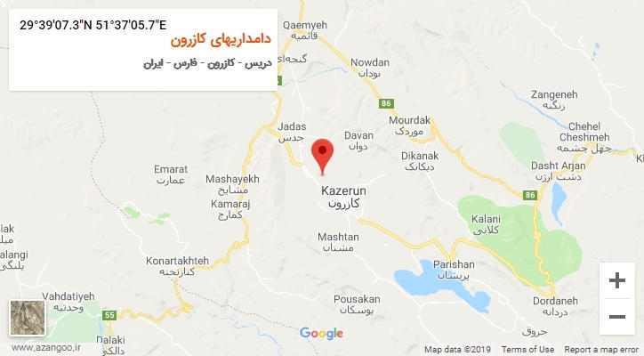 روستای دامداریهای کازرون بر روی نقشه