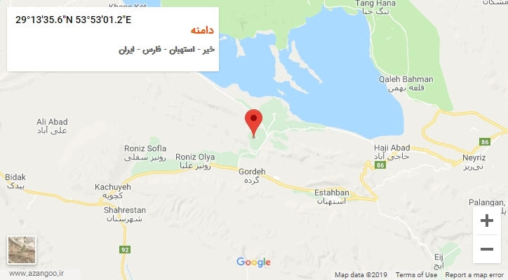 روستای دامنه بر روی نقشه