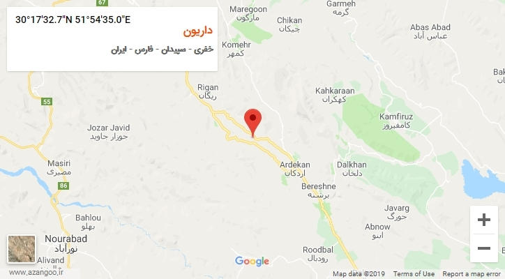 روستای داریون بر روی نقشه
