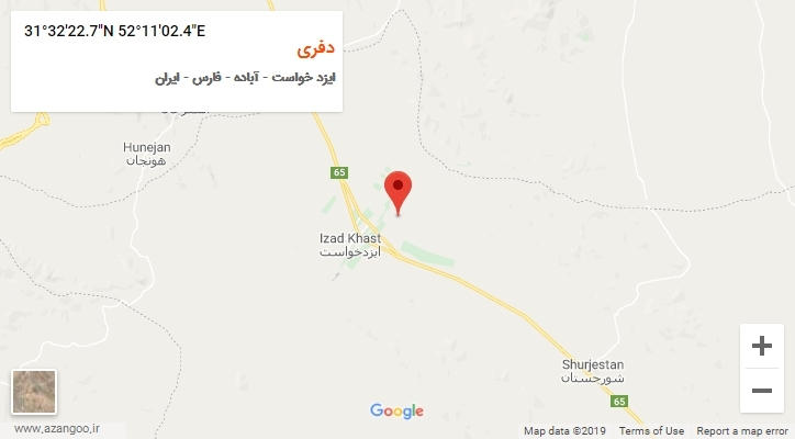 روستای دفری بر روی نقشه