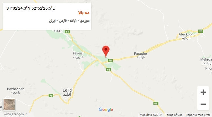 روستای ده بالا بر روی نقشه