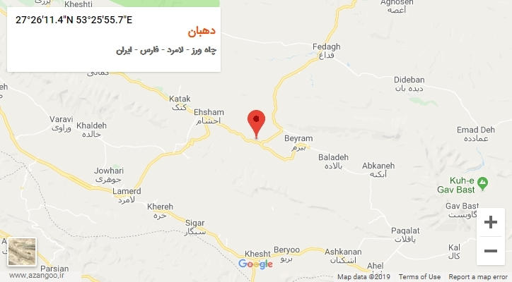 روستای دهبان بر روی نقشه