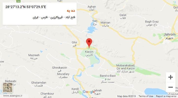 روستای ده به بر روی نقشه