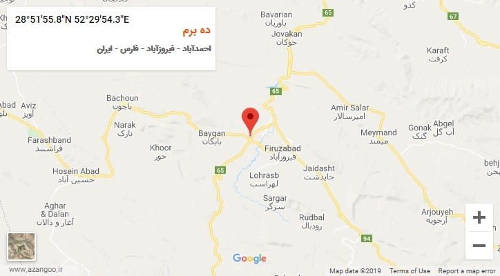 روستای ده برم بر روی نقشه