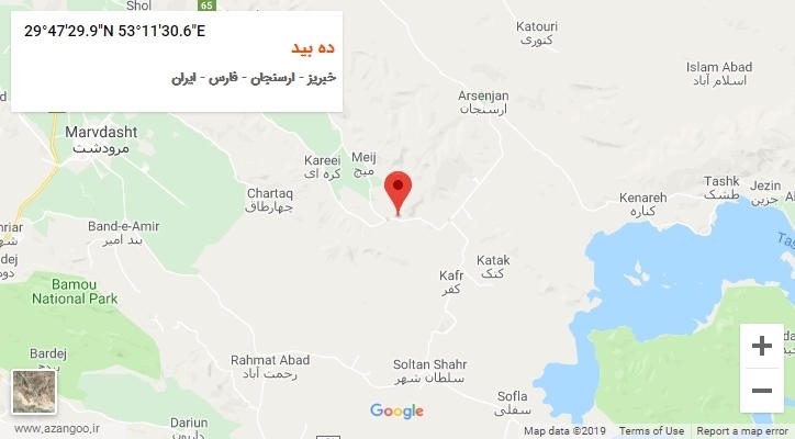 روستای ده بید بر روی نقشه
