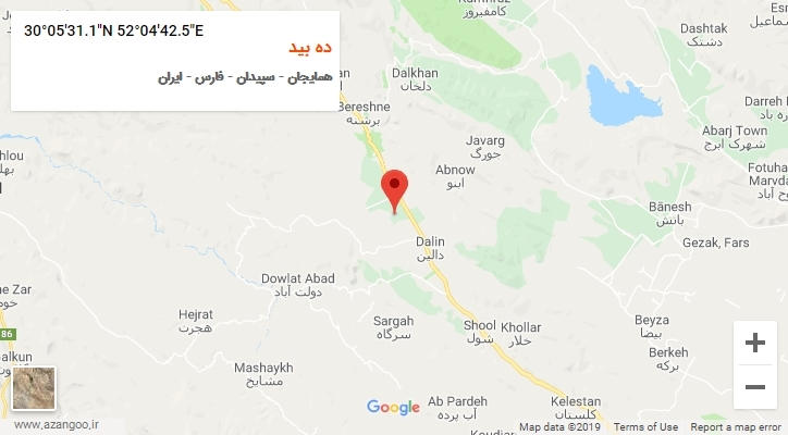 روستای ده بید بر روی نقشه
