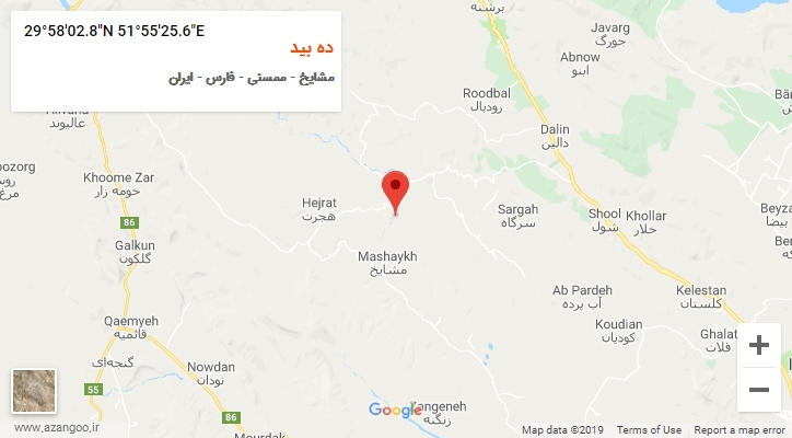 روستای ده بید بر روی نقشه