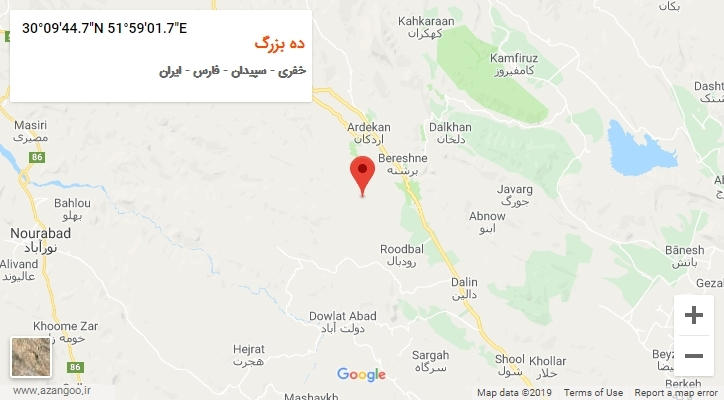 روستای ده بزرگ بر روی نقشه