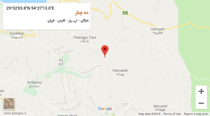 روستای ده چنار بر روی نقشه
