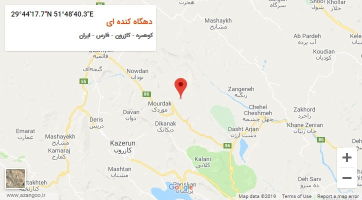روستای دهگاه کنده ای بر روی نقشه