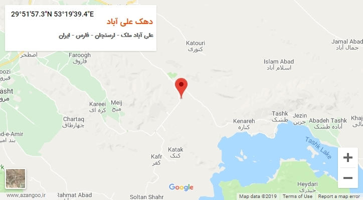 روستای دهک علی آباد بر روی نقشه