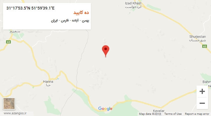 روستای ده کایید بر روی نقشه
