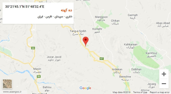 روستای ده کهنه بر روی نقشه