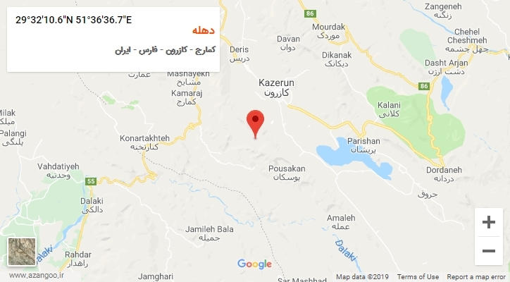روستای دهله بر روی نقشه